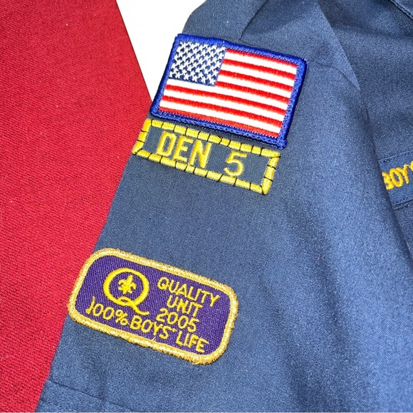 BOY SCOUTS blue UNIFORM SHIRT PATCHES HAT gerald R ford wolf bobcat unit 2005, M - Picture 14 of 15